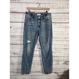 Cabi Cinch Skinny Jeans Women's 12 Medium Wash Destressed Slim fit